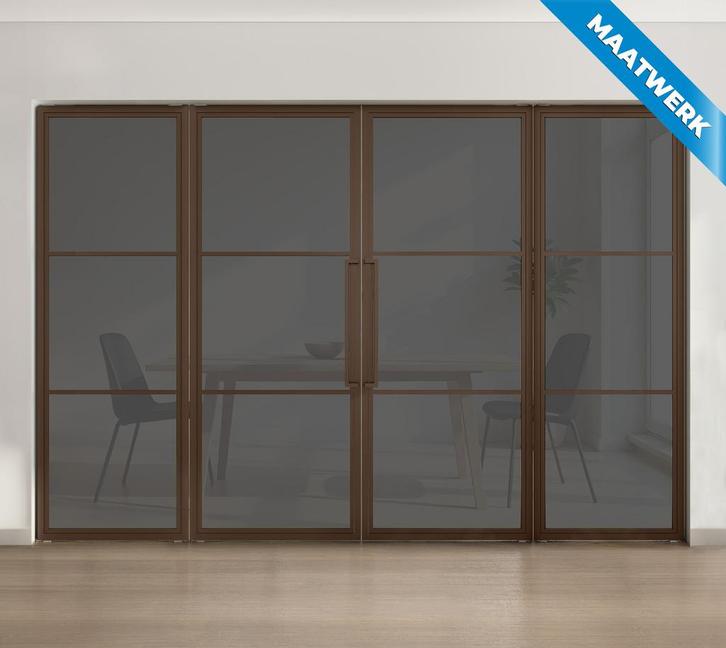 Dubbele stalen taatsdeur met glaspaneel, 3 vlaks, brons, roo, Doe-het-zelf en Verbouw, Deuren en Horren, Overige typen, Nieuw