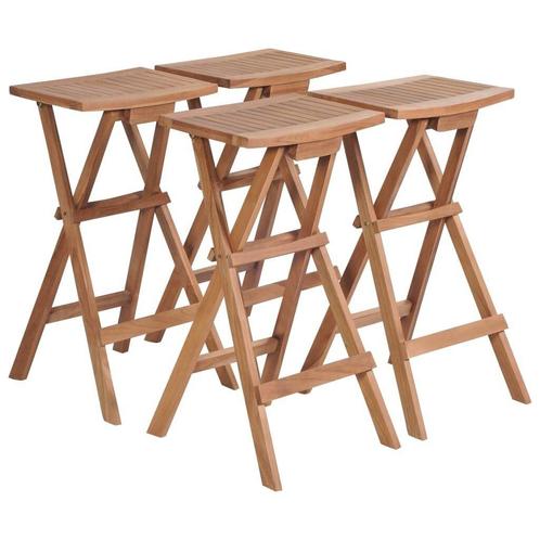 Teak Barkrukken Inklapbaar 4st - Retourdeal - 40% Korting!, Huis en Inrichting, Barkrukken, 60 tot 90 cm, 4 krukken, Nieuw, Hout