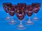 6 Weingläser – rubinrotes Glas mit Ätzdekor - Pot - Glas