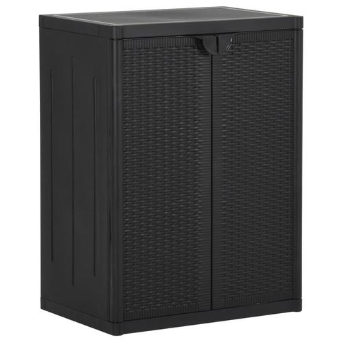 vidaXL Tuinkast 65x45x88 cm polypropyleen rattan zwart, Huis en Inrichting, Kasten | Overige, Nieuw, Verzenden