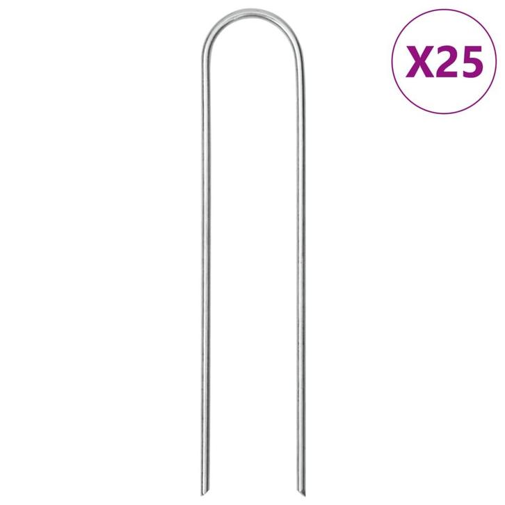 vidaXL Grondharingen 25 st U-vormig 15x3,5 cm gegalvaniseerd, Caravans en Kamperen, Kampeeraccessoires, Nieuw, Verzenden