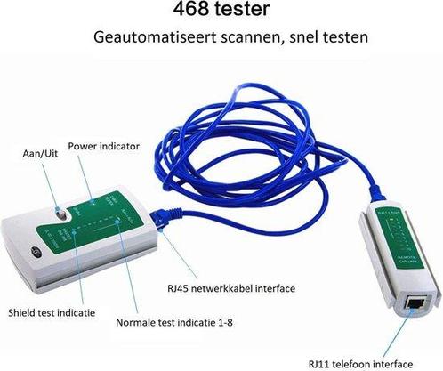 Netwerk Tester - Compleet - Set in etui- RJ45/RJ12/RJ11/Cat5, Computers en Software, Overige Computers en Software, Ophalen of Verzenden