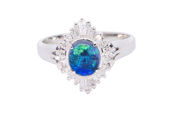 Ring Platina Opaal - Diamant, Sieraden, Tassen en Uiterlijk, Ringen