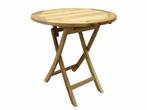 Klaptafel 90 cm rond teak, Tuin en Terras, Ophalen of Verzenden, Nieuw, Teakhout