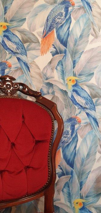 Kenmerkende stof met grasparkiet-kleurige print - Textiel -, Antiek en Kunst, Antiek | Kleden en Textiel