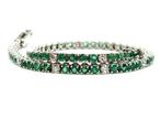 Tennis armband - 18 karaat Witgoud - 5.05ct. tw. Smaragd -