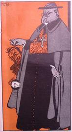 Spotprent over oprichting Katholiek Democratische Partij, Antiek en Kunst, Kunst | Litho's en Zeefdrukken, Verzenden