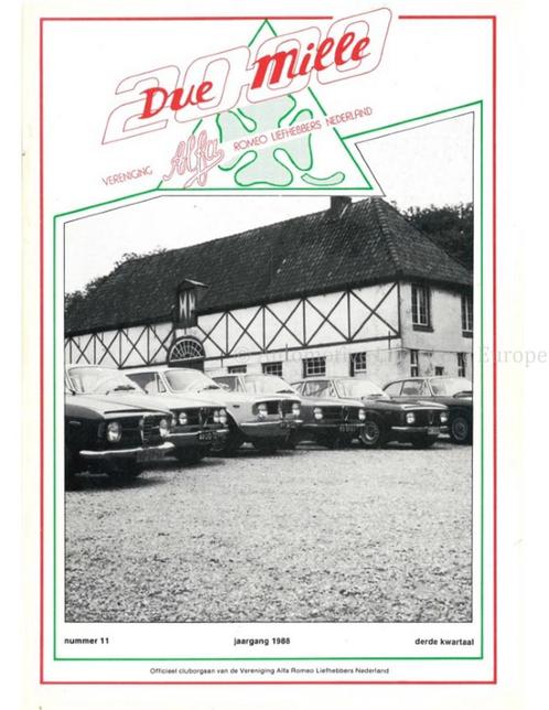 1988 ALFA ROMEO CLUB DUE MILLE MAGAZINE 11 NEDERLANDS, Boeken, Auto's | Folders en Tijdschriften, Alfa Romeo