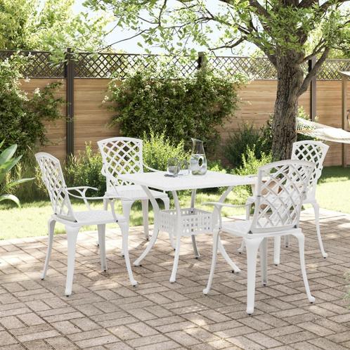 vidaXL 5-delige Tuinset gietaluminium wit, Tuin en Terras, Tuinsets en Loungesets, Tuinset, Nieuw, 4 zitplaatsen, Aluminium, Verzenden
