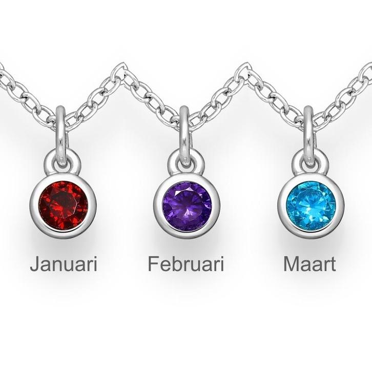 925 Zilveren geboorstesteen ketting, Sieraden, Tassen en Uiterlijk, Kettingen, Nieuw, Verzenden