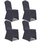 Stretch Stoelhoezen Antraciet 4x | Tweedekansje | OP=OP, Huis en Inrichting, Stoelen, Ophalen of Verzenden, Nieuw, Grijs, Vier