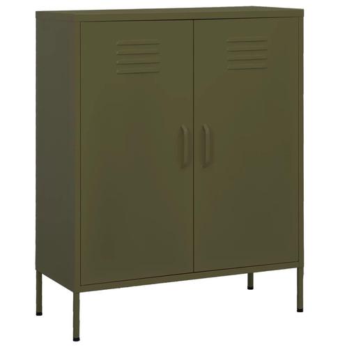 vidaXL Opbergkast 80x35x101,5 cm staal olijfgroen, Huis en Inrichting, Kasten | Overige, Nieuw, Verzenden