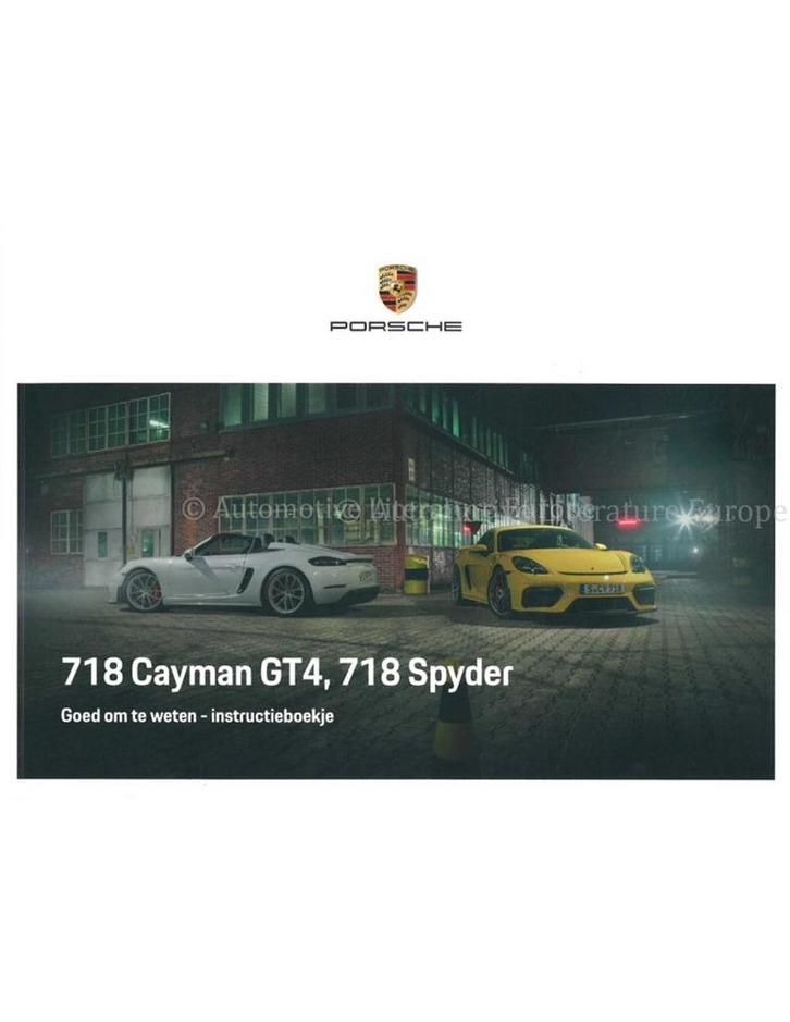 2021 PORSCHE 718 CAYMAN GT4 | SPYDER INSTRUCTIEBOEKJE, Auto diversen, Handleidingen en Instructieboekjes