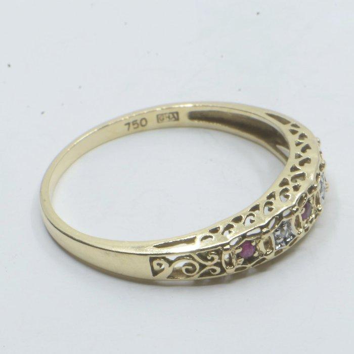 Ring - 18 karaat Geel goud - 0.05ct. tw. Robijn - Diamant, Sieraden, Tassen en Uiterlijk, Ringen