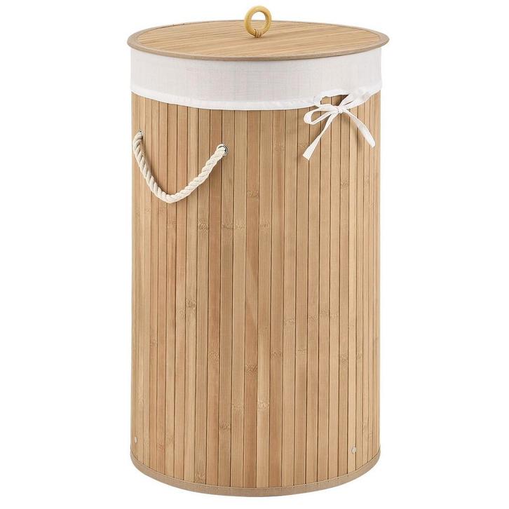 Bamboe Wasmand Curly - 55 Liter - Natuurkleur - Incl. Waszak, Huis en Inrichting, Badkamer | Badtextiel en Accessoires, Nieuw