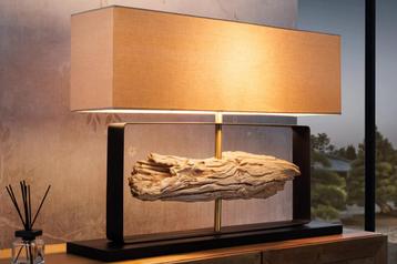 Tafellamp Rousilique 60cm Lampenkap Naturel Beige Teak - 446 beschikbaar voor biedingen