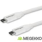 StarTech.com USB-C naar USB-C kabel met 5A/100W PD M/M wit, Verzenden, Nieuw