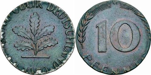 Duitsland Brd 10 Pfennig 1950 D auf 1 Pfennig Schroetling..., Postzegels en Munten, Munten | Europa | Niet-Euromunten, Verzenden