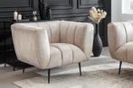 Retro fauteuil NOBLESSE 105cm champagne fluweel met, Huis en Inrichting, Fauteuils, Ophalen of Verzenden, Nieuw