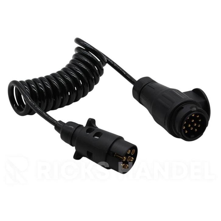 Spiraalkabel van 7- naar 13-polig 1,5 meter, Auto diversen, Aanhangwagen-onderdelen, Nieuw, Ophalen of Verzenden