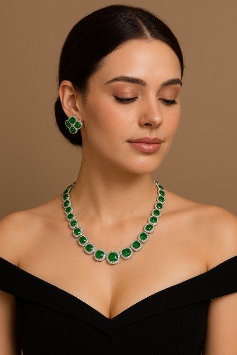 Ketting met hanger Platina - 21.36ct. tw. - Diamant -, Sieraden, Tassen en Uiterlijk, Antieke sieraden