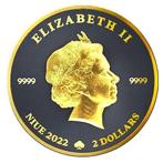 Niue. 2 Dollars 2022 1oz Silver Shamrock Black Ruthenium 24k