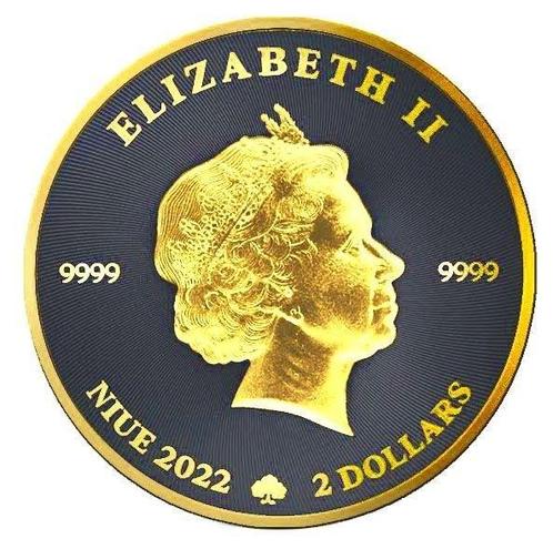 Niue. 2 Dollars 2022 1oz Silver Shamrock Black Ruthenium 24k, Postzegels en Munten, Munten | Europa | Niet-Euromunten