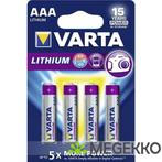 1x4 Varta Lithium Micro AAA LR 03, Verzenden, Nieuw, Varta
