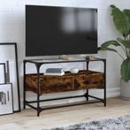 vidaXL Tv-meubel met glazen blad 80x35x51 cm hout gerookt, Huis en Inrichting, Kasten | Televisiemeubels, Verzenden, Nieuw, Overige houtsoorten