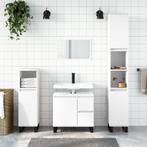 vidaXL 3-delige Badkamermeubelset bewerkt hout wit, Huis en Inrichting, Badkamer | Badkamermeubels, Verzenden, Nieuw