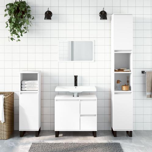 vidaXL 3-delige Badkamermeubelset bewerkt hout wit, Huis en Inrichting, Badkamer | Badkamermeubels, Nieuw, Verzenden