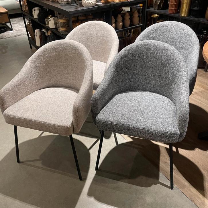 4x Armstoel Bello Naturel en Grijs - Pronto Wonen, Huis en Inrichting, Stoelen, Vier, Nieuw, Ophalen of Verzenden