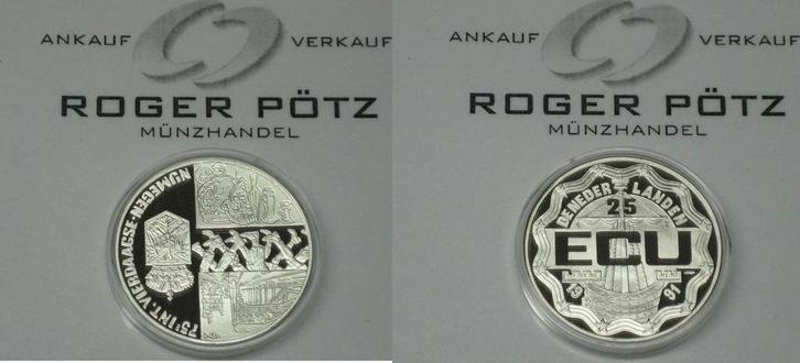 25 Ecu 1991 Nederland Stadt Nijmegen zilver Pp selten zilver, Postzegels en Munten, Munten | Europa | Niet-Euromunten, Verzenden