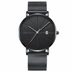 Fako® - Horloge - Mesh - Chicago - Ø40mm - Zwart/Zwart, Sieraden, Tassen en Uiterlijk, Verzenden, Nieuw