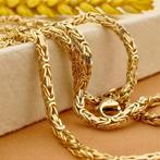 Gouden vierkante koningsschakel ketting, Sieraden, Tassen en Uiterlijk, Kettingen, Ophalen of Verzenden, Gebruikt, Overige kleuren