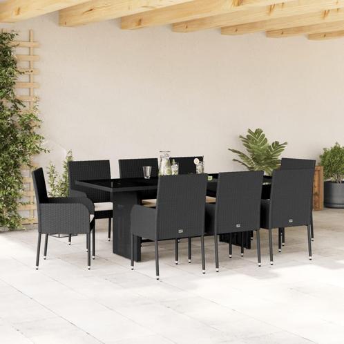 vidaXL 9-delige Tuinset poly rattan zwart, Tuin en Terras, Tuinsets en Loungesets, Tuinset, Nieuw, 8 zitplaatsen, Rotan, Verzenden