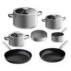6 Delige BergHOFF Leo Graphite Pannenset - Gerecycled RVS +, Huis en Inrichting, Keuken | Potten en Pannen, Verzenden, Nieuw