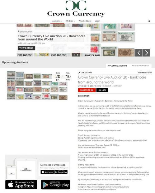 Crown Currency Veiling / Taxatie / Inkoop / Verkoop / PMG, Postzegels en Munten, Munten | Nederland