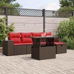 vidaXL 6-delige tuinbankset met kussens, bruin polyrotan, Verzenden, Nieuw, Rotan