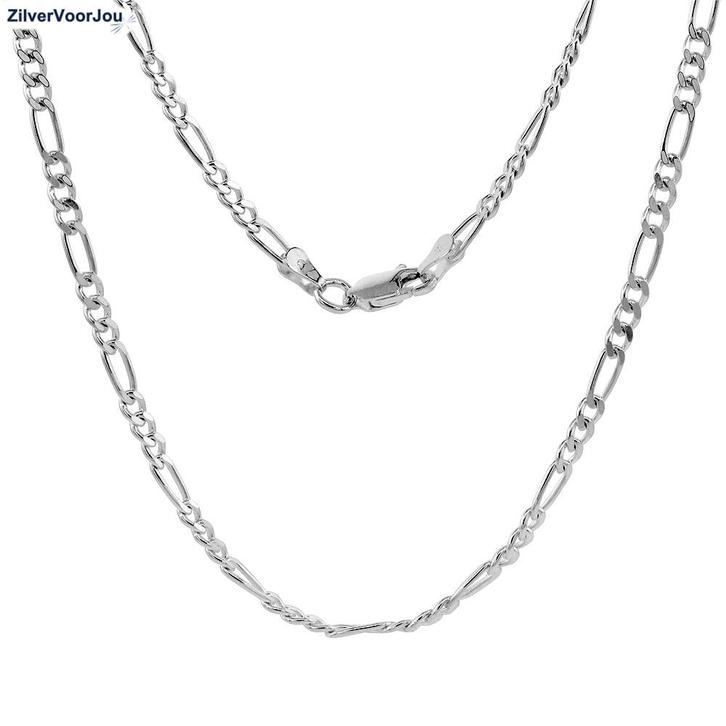 Zilveren figaro schakel ketting 70 cm 3 mm, Sieraden, Tassen en Uiterlijk, Kettingen, Nieuw, Verzenden