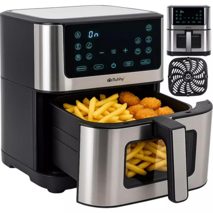 Ruhhy Airfryer XXL 8L – Olievrije Friteuse met 10 Program., Huis en Inrichting, Keuken | Keukenbenodigdheden, Nieuw, Ophalen of Verzenden