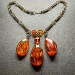 Oude ketting met grote natuurlijke Baltische amberhangers -, Verzamelen, Nieuw