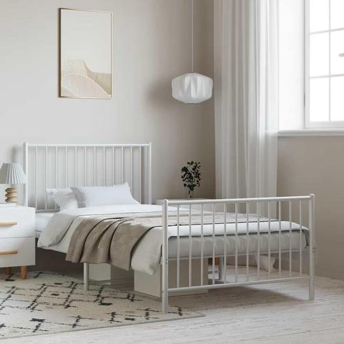 vidaXL Bedframe met hoofd- en voeteneinde metaal wit 100x190, Huis en Inrichting, Slaapkamer | Bedden, 100 cm, 190 cm of minder