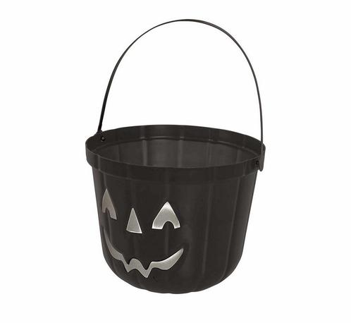 Zwarte Halloween Snoep Emmer Pompoen 20cm, Hobby en Vrije tijd, Feestartikelen, Nieuw, Verzenden