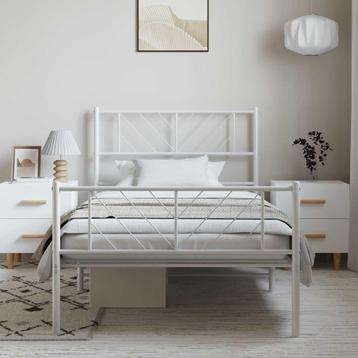vidaXL Bedframe met hoofd- en voeteneinde metaal wit 100x200 beschikbaar voor biedingen