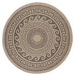 Rond Buitenkleed | Comilla | Bohemian | Zwart | 160x160 cm, Huis en Inrichting, Stoffering | Tapijten en Kleden, Verzenden, Nieuw