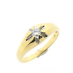 Gouden solitair ring met diamant | 0,16 ct. (ster) (ster), Gebruikt, Overige kleuren, 19 tot 20, Ophalen of Verzenden