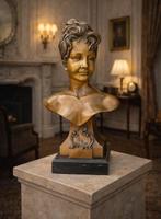 Beeld, XL Art Nouveau Lady Bust - LYS - 61 cm - Brons,