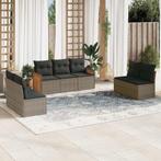 vidaXL 7-delige Loungeset met kussens poly rattan grijs, Tuin en Terras, Verzenden, Nieuw, Rotan, Loungeset