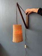 Mid Century Danish Teak Wood Fishing Rod Wall Lamp with Reed, Huis en Inrichting, Lampen | Wandlampen, Ophalen of Verzenden, Nieuw